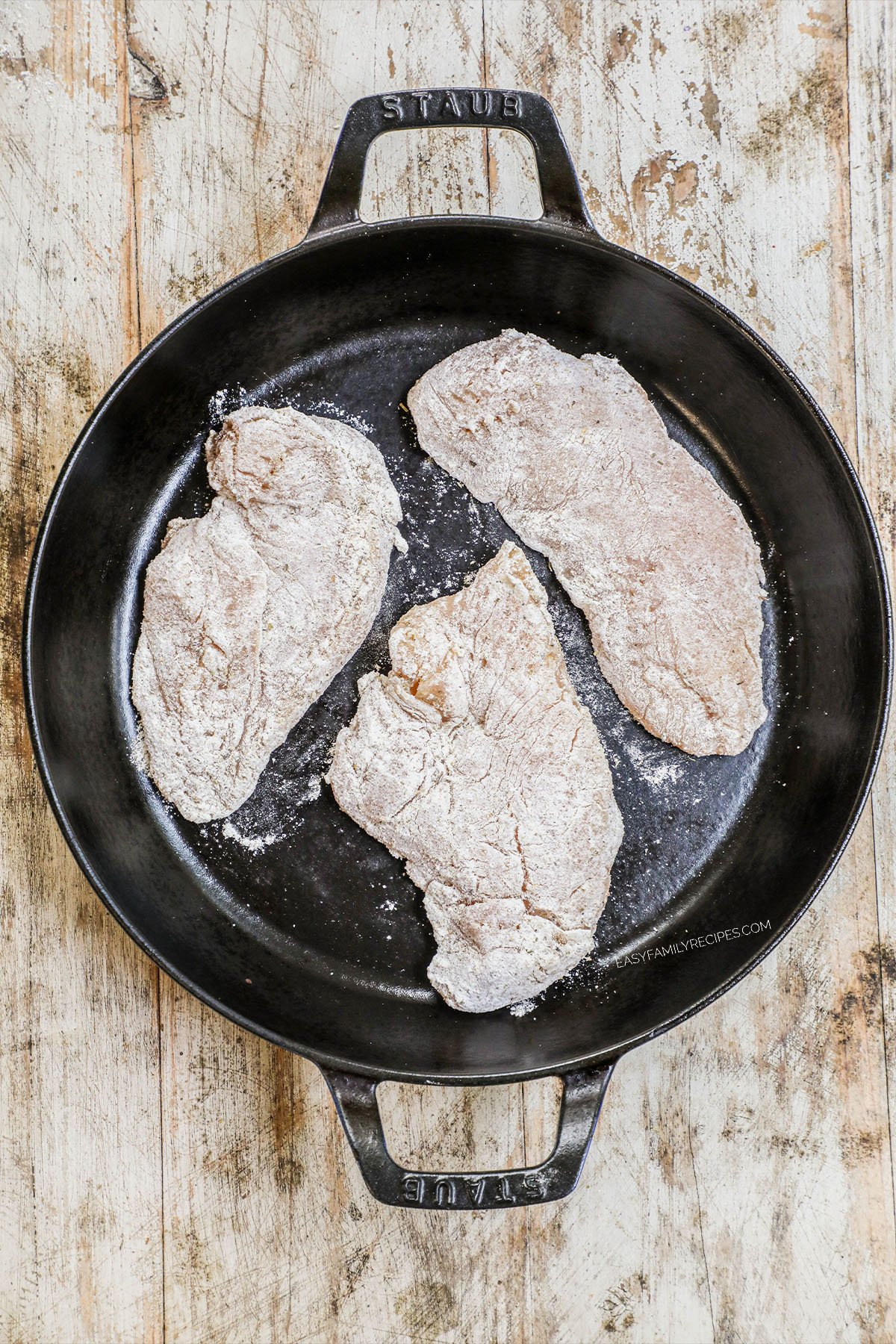 Step 1: Seasoned chicken in a hot nskillet