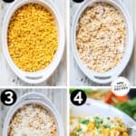Process photos for how to make Mexican Street Corn Casserole.