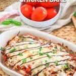 Chicken Bruschetta in a casserole dish