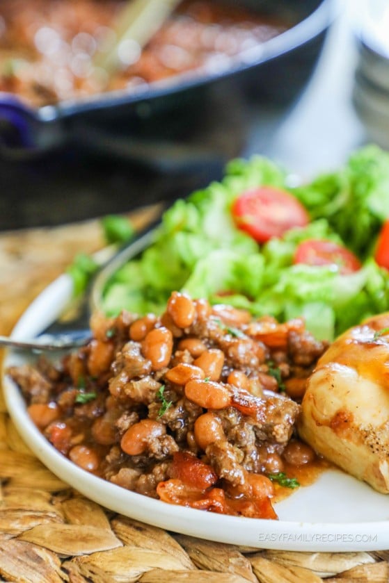 Cowboy Baked Beans With Ground Beef Easy Family Recipes   Canned Baked Beans Recipe 559x839 