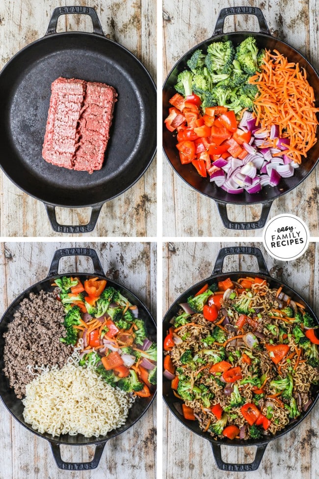 One Pan Beef Ramen Stir Fry · Easy Family Recipes