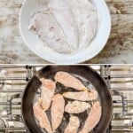 process photos for how to make lemon pepper chicken.