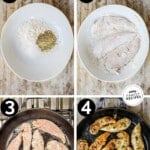 process photos for how to make lemon pepper chicken.