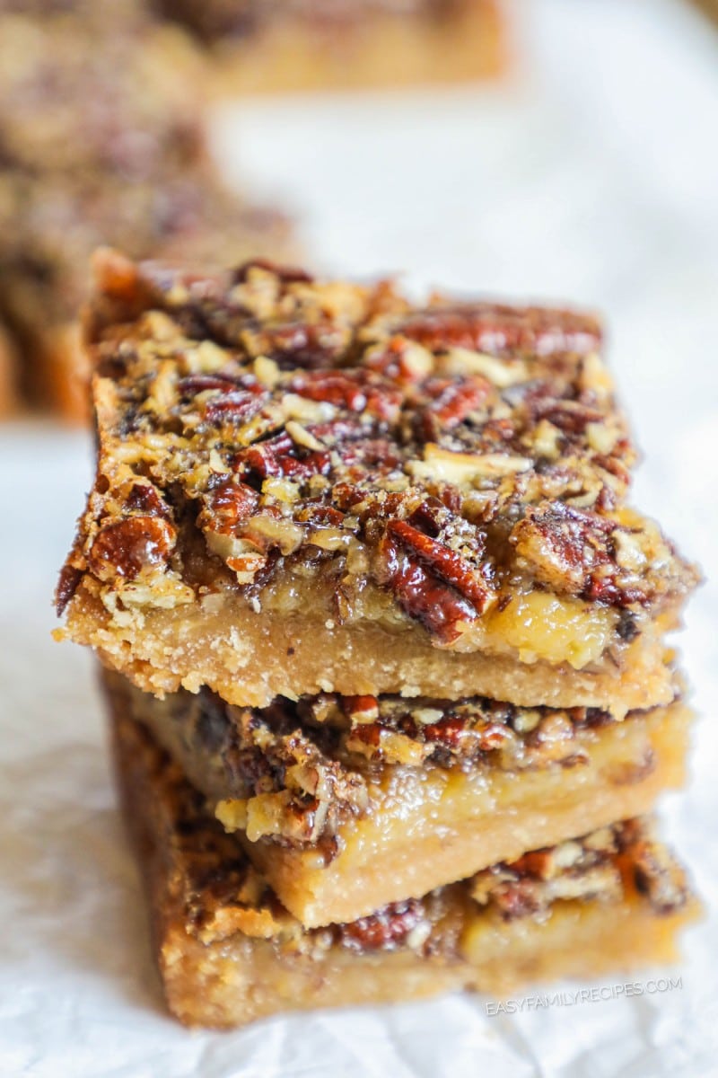 Gooey Pecan Pie Bars with Shortbread Crust · Easy Family Recipes