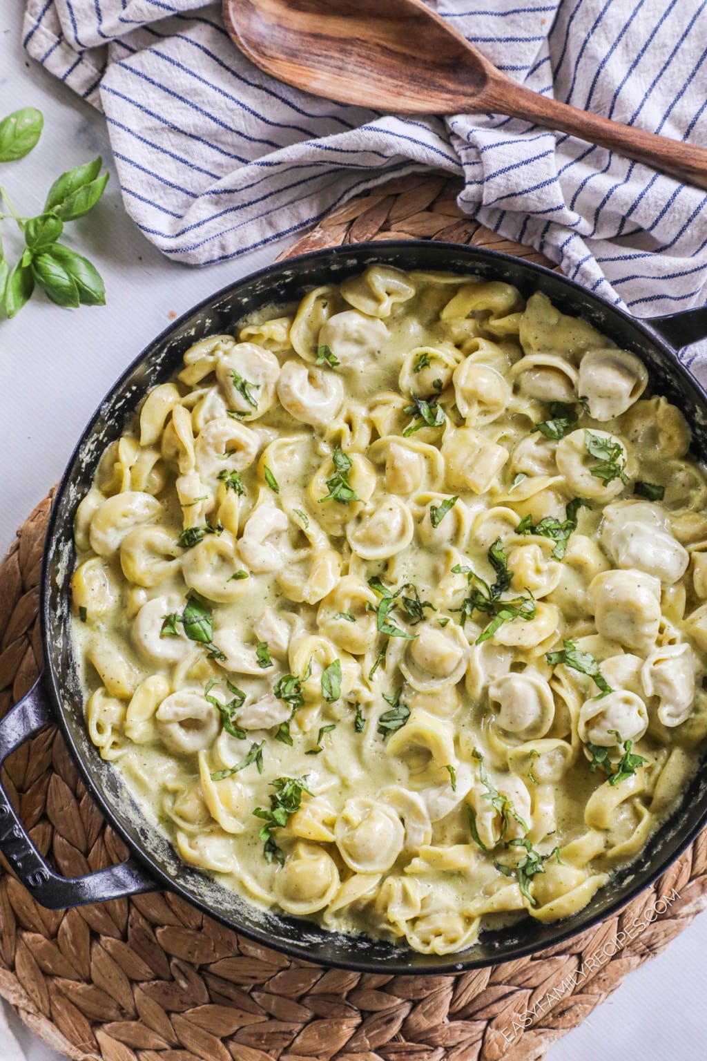 Creamy Pesto Tortellini · Easy Family Recipes