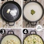 how to cook creamy pesto tortellini 1)combine pesto with cream sauce 2)simmer tortellini in the sauce 3)garnish with basil 4)serve.