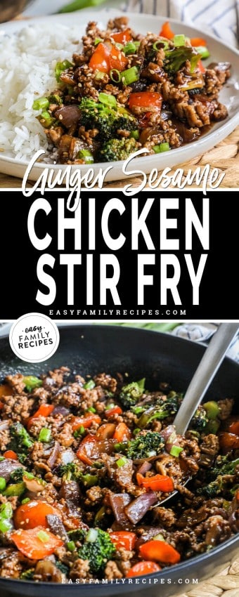 Ginger Sesame Ground Chicken Stir Fry · Easy Family Recipes