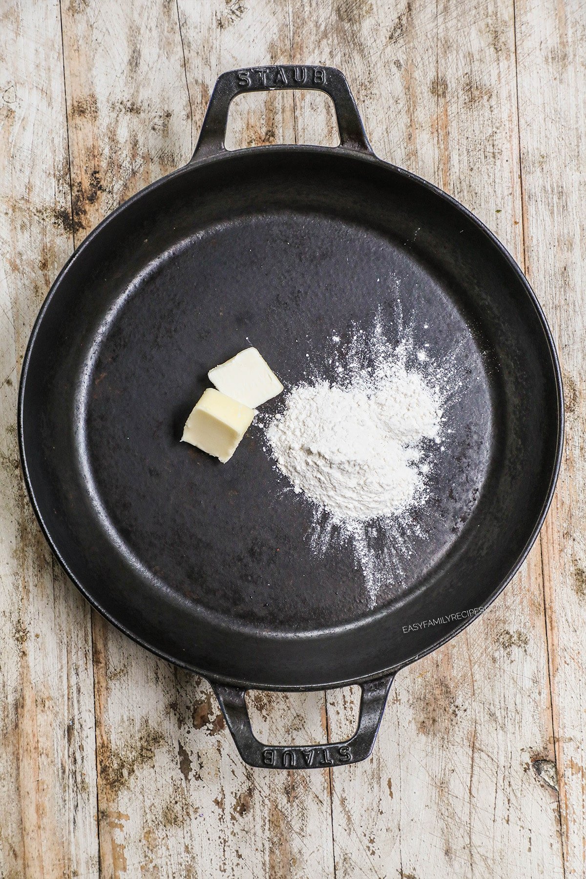 step 1 - butter and flour in a pan