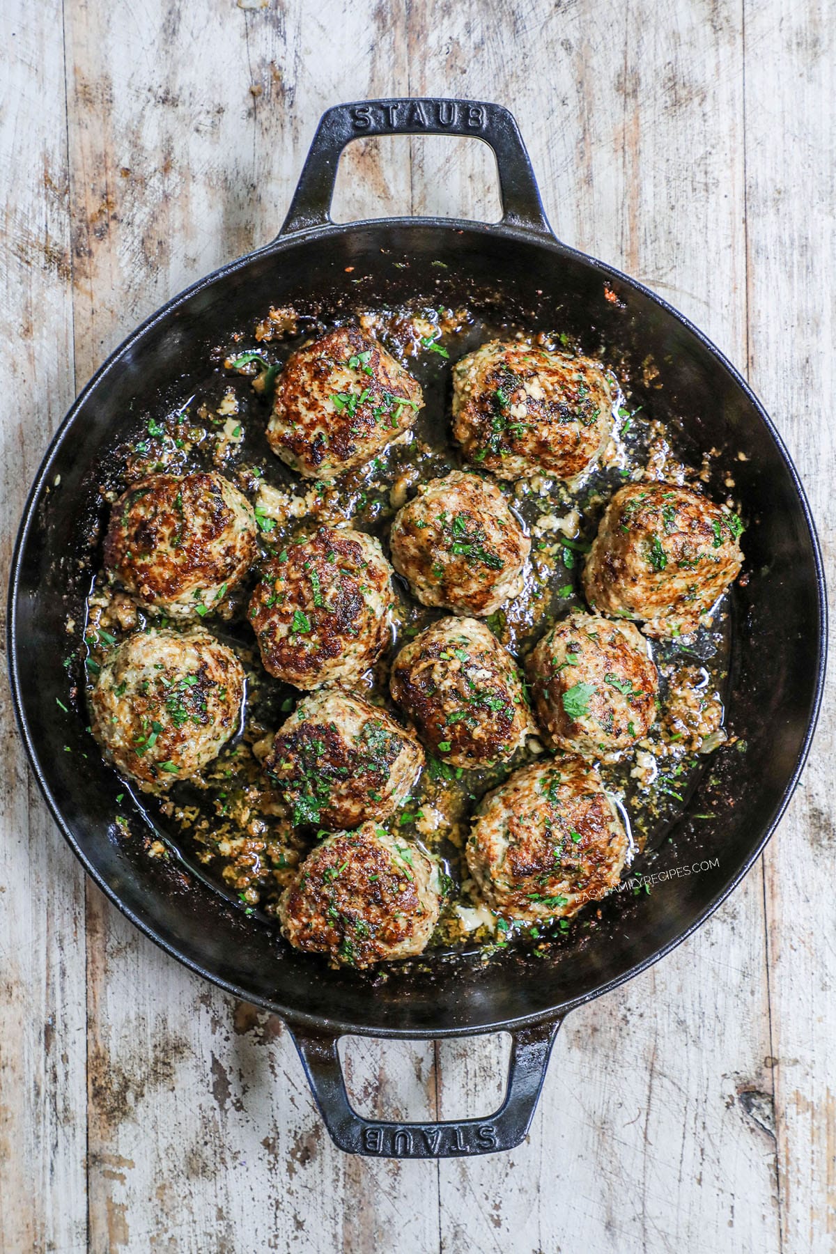 Step 8 - Add the turkey meatballs back into the pan and toss them in the sauce