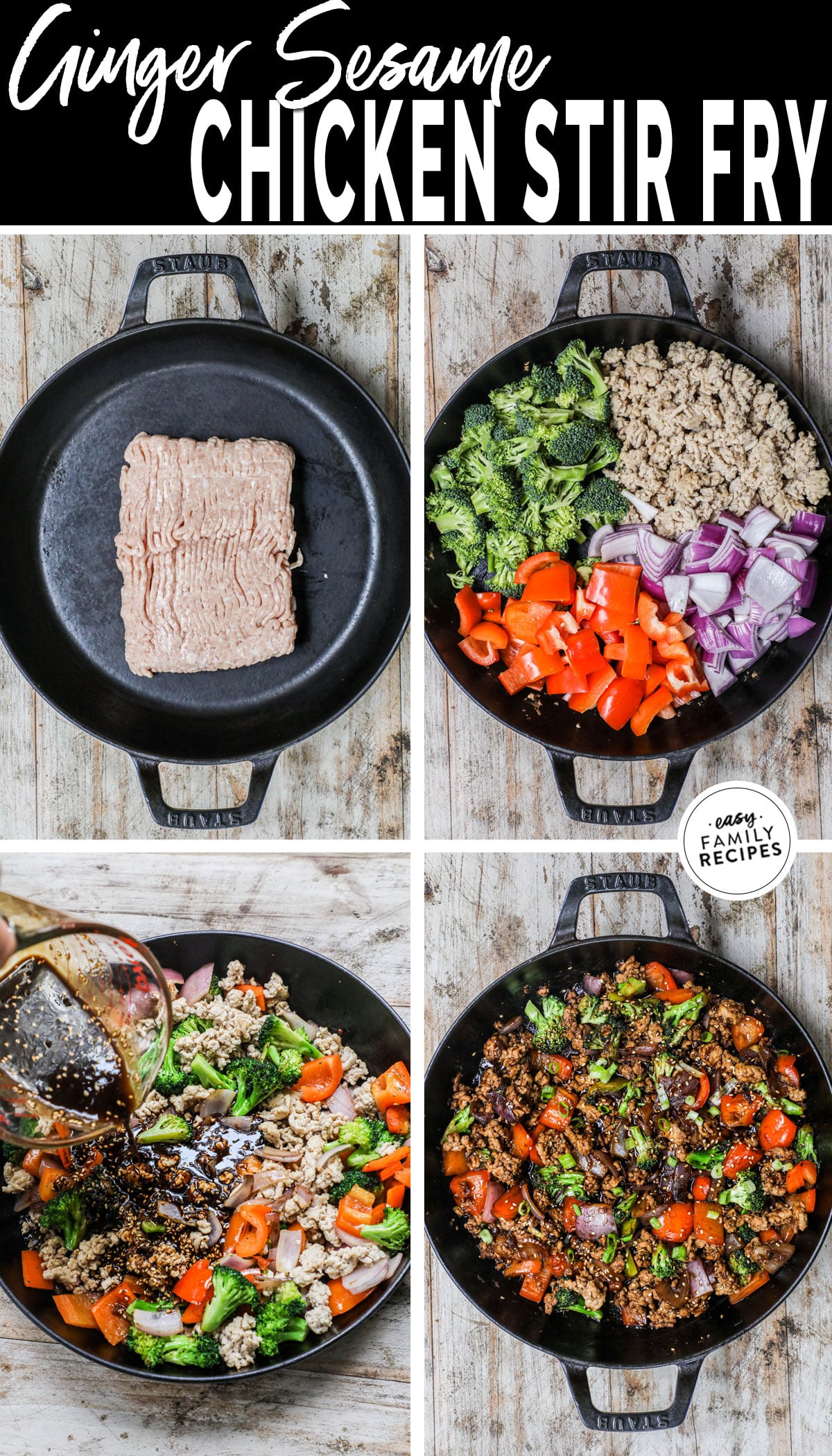 Ginger Sesame Ground Chicken Stir Fry · Easy Family Recipes