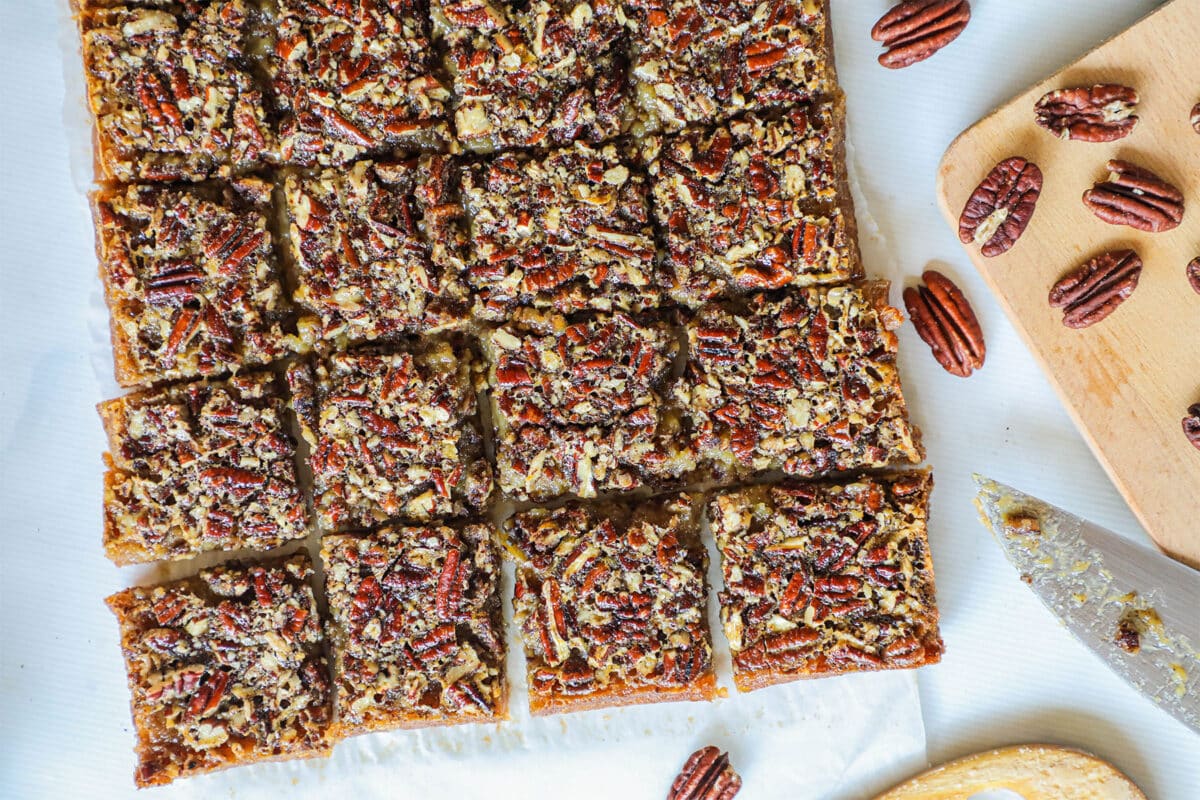 Gooey Pecan Pie Bars with Shortbread Crust