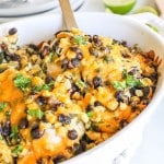 Cheesy Santa Fe chicken bake in casserole dish