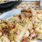 Marry me chicken and tortellini plated for dinner.