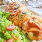 BBQ Chicken breast on plate for dinner.