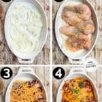 Photo collage for how to make bbq chicken in the oven.