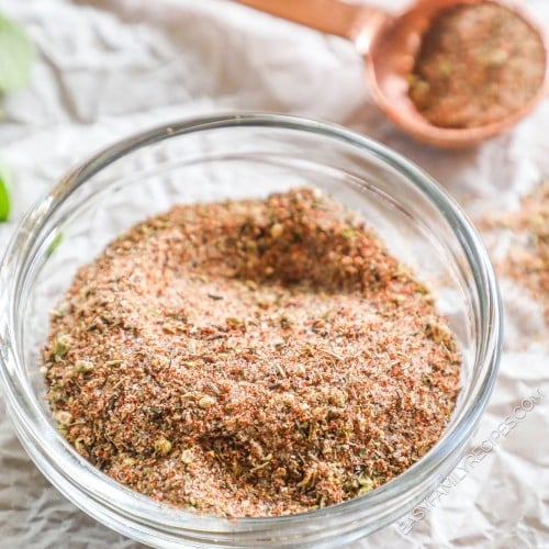 Bowl of Ground Turkey Seasoning ready to be used.