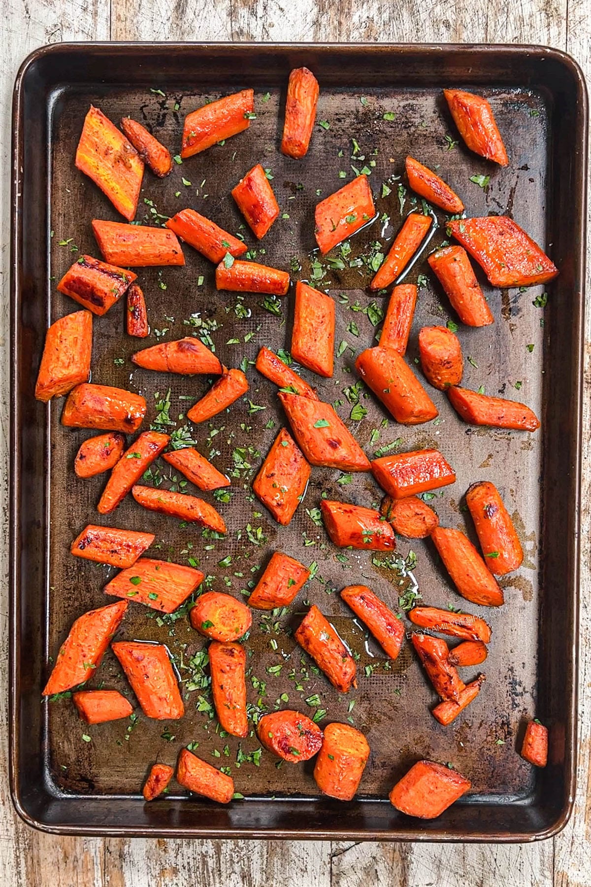 Maple glazed carrots roasted on sheet pan