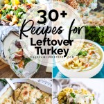 Collage of leftover turkey meat ideas