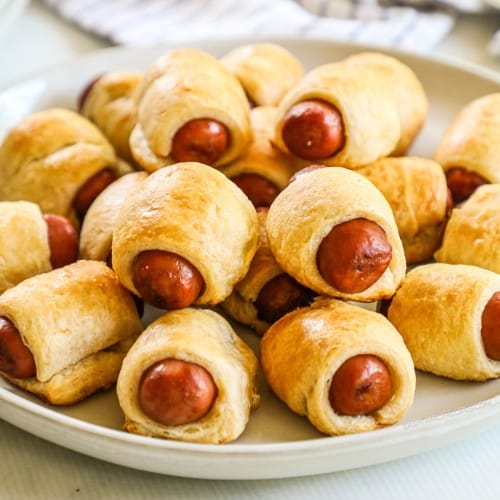 Plate of mini pigs in a blanket