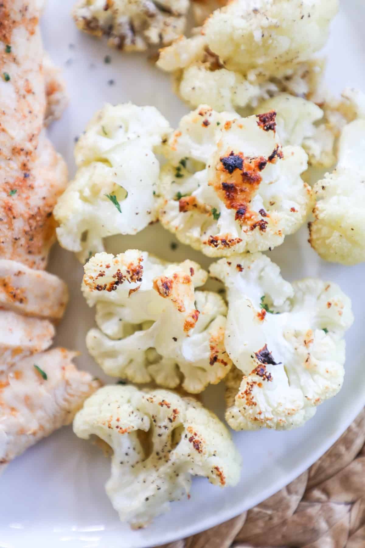 Roasted cauliflower on a plate