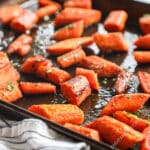 Maple glazed carrots roasted on sheet pan