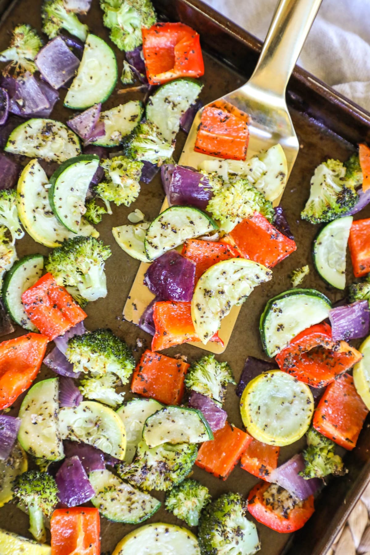 Garlic Vegetables Roasted on a sheet pan