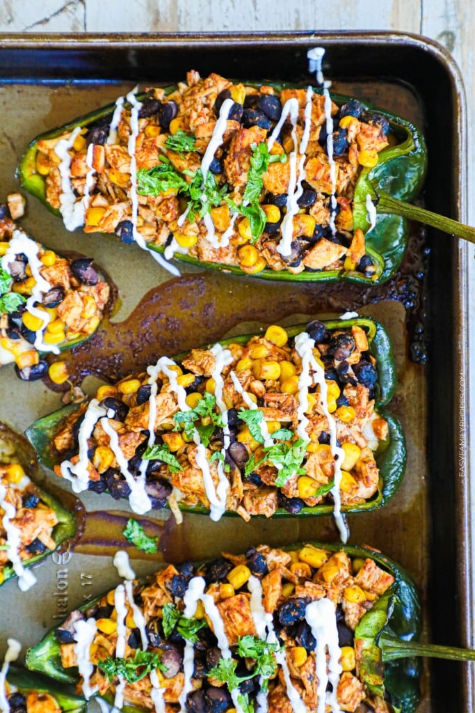 Taco stuffed peppers on a baking sheet
