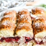 Turkey Cranberry sliders in a baking dish