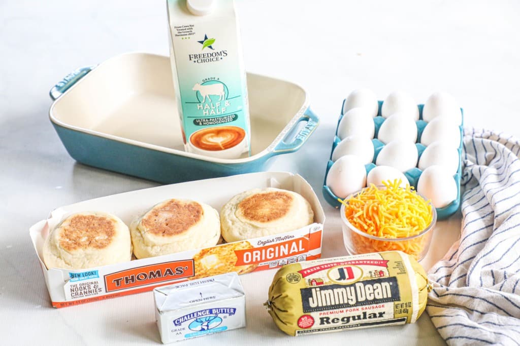 English Muffin Breakfast Casserole with Sausage · Easy Family Recipes