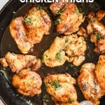 Mexican style chicken thighs in cast iron skillet