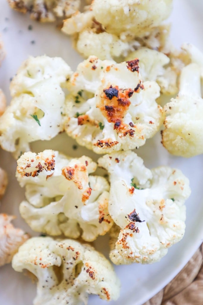 Parmesan Cauliflower served on a plate as a side dish