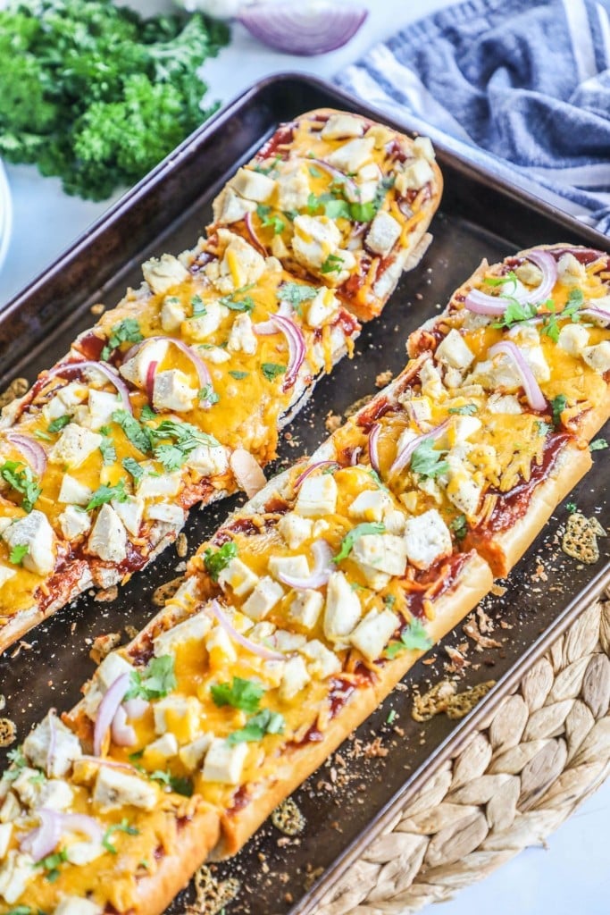 BBQ Chicken Pizza made with diced chicken