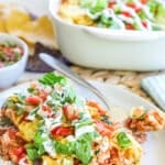 Easy Chicken Taco Casserole served on a plate