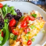 Monterey Chicken Recipe prepared and plated with a side salad.