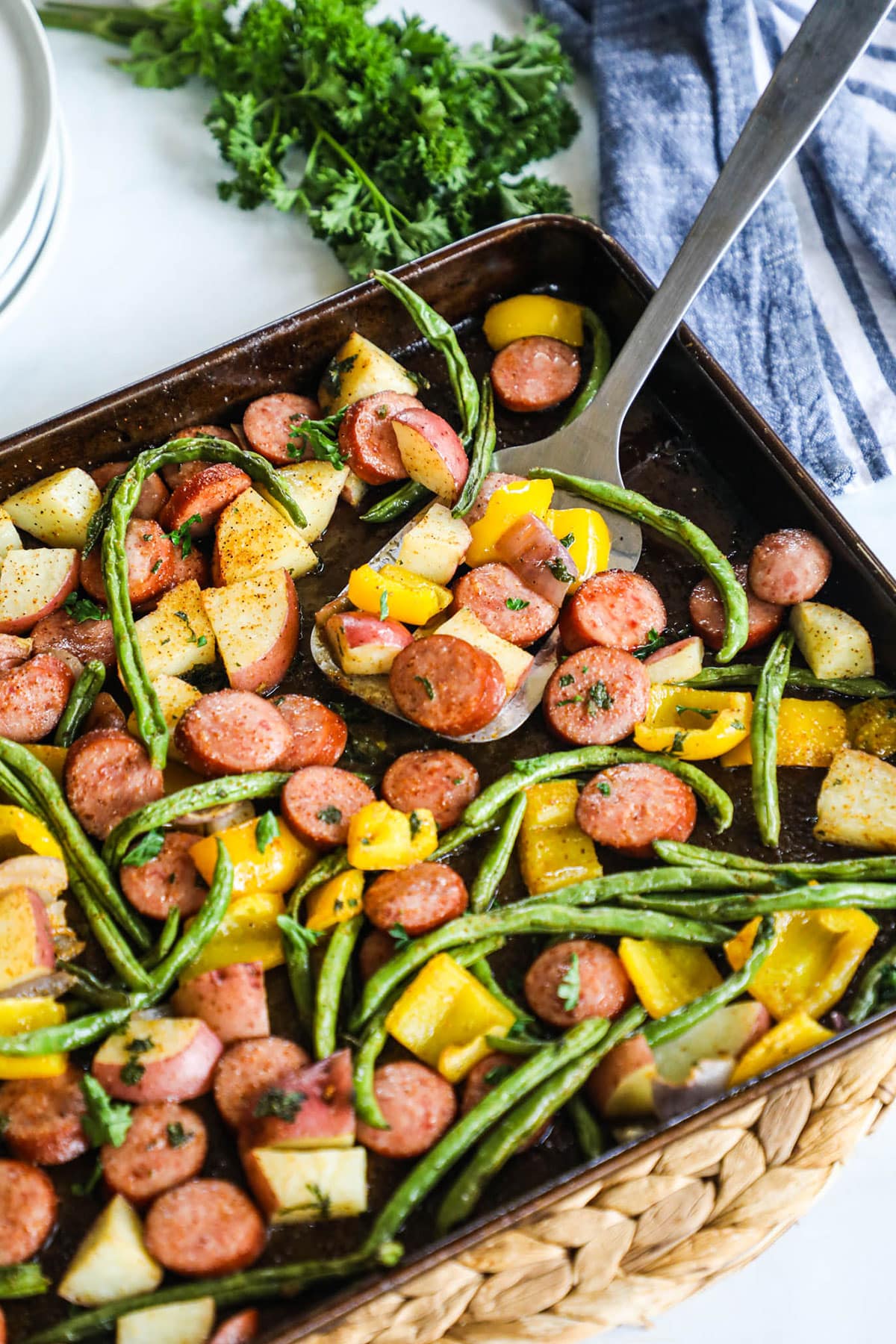 sheet pan sausage and veggies