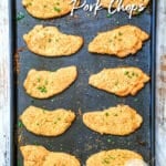 Shake Bake Pork Chops on baking sheet