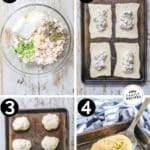 Photo collage for how to make chicken pillows