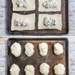 Photo collage for how to make chicken pillows