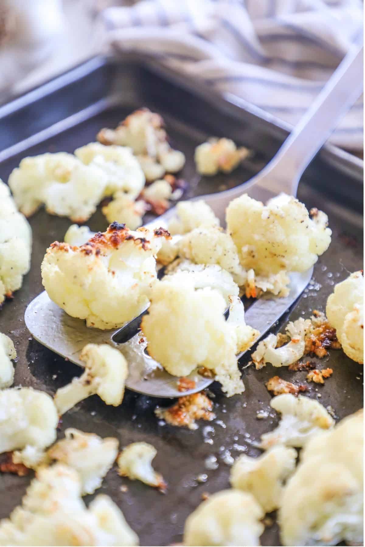 cauliflower roasted on a pan