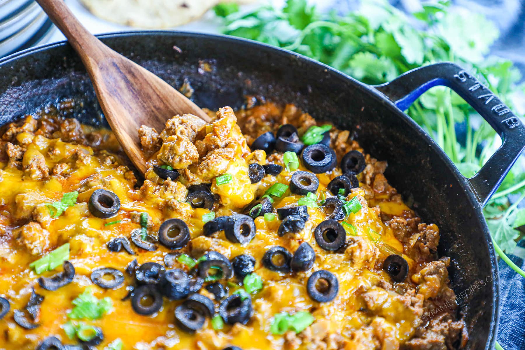 Beef Enchilada Skillet recipe prepared and ready to serve for an easy dinner.