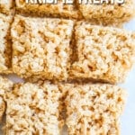 A top view of Salted Caramel Rice Krispie Treats with the rest "salted caramel Krispie treats"