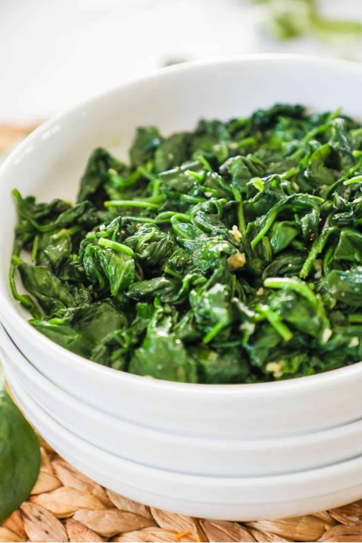 sauteed spinach in a bowl