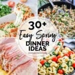 photo collage of 4 easy spring dinner meals
