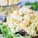 Curry chicken salad on a bed of lettuce