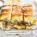 Big Mac Sliders in a casserole dish