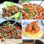 photo collage of 6 pictures of ground beef recipes