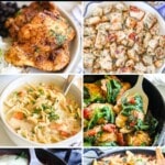 photo collage of stove top chicken recipes;6 phtots