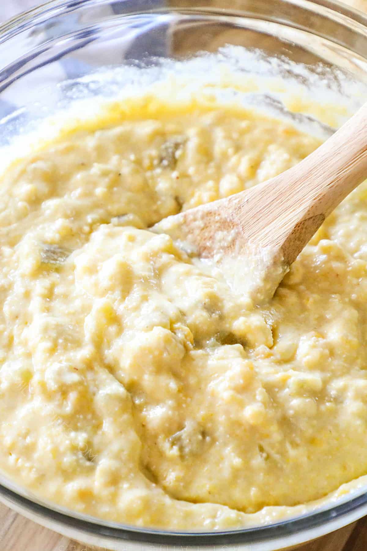 How to make Mexican cornbread Step 2: Mix the cornbread until everything is moistened.