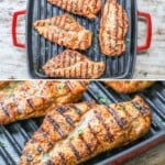 Four images showing Southwest Grilled Chicken. The text reads, "southwest grilled chicken."