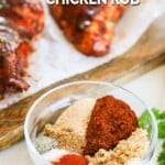 BBQ Chicken Rub in front of BBQ Chicken breast.